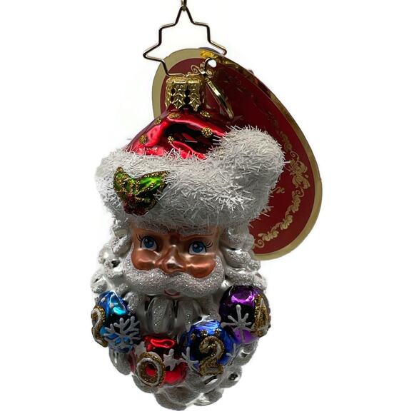 Christopher Radko Ho Ho Happy Year Gem Santa Claus Head Christmas Ornament - Picture 1 of 9